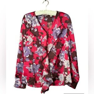 NWOT Laurie Felt Los Angeles size XS floral ruffle blouse